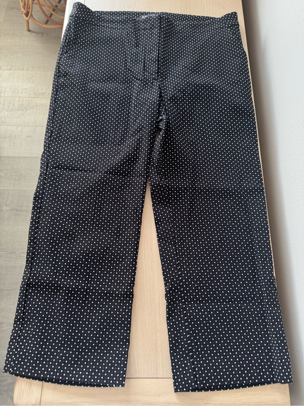 Soho Apparel LTD - Black with White Polka Dot Capris / Size 14